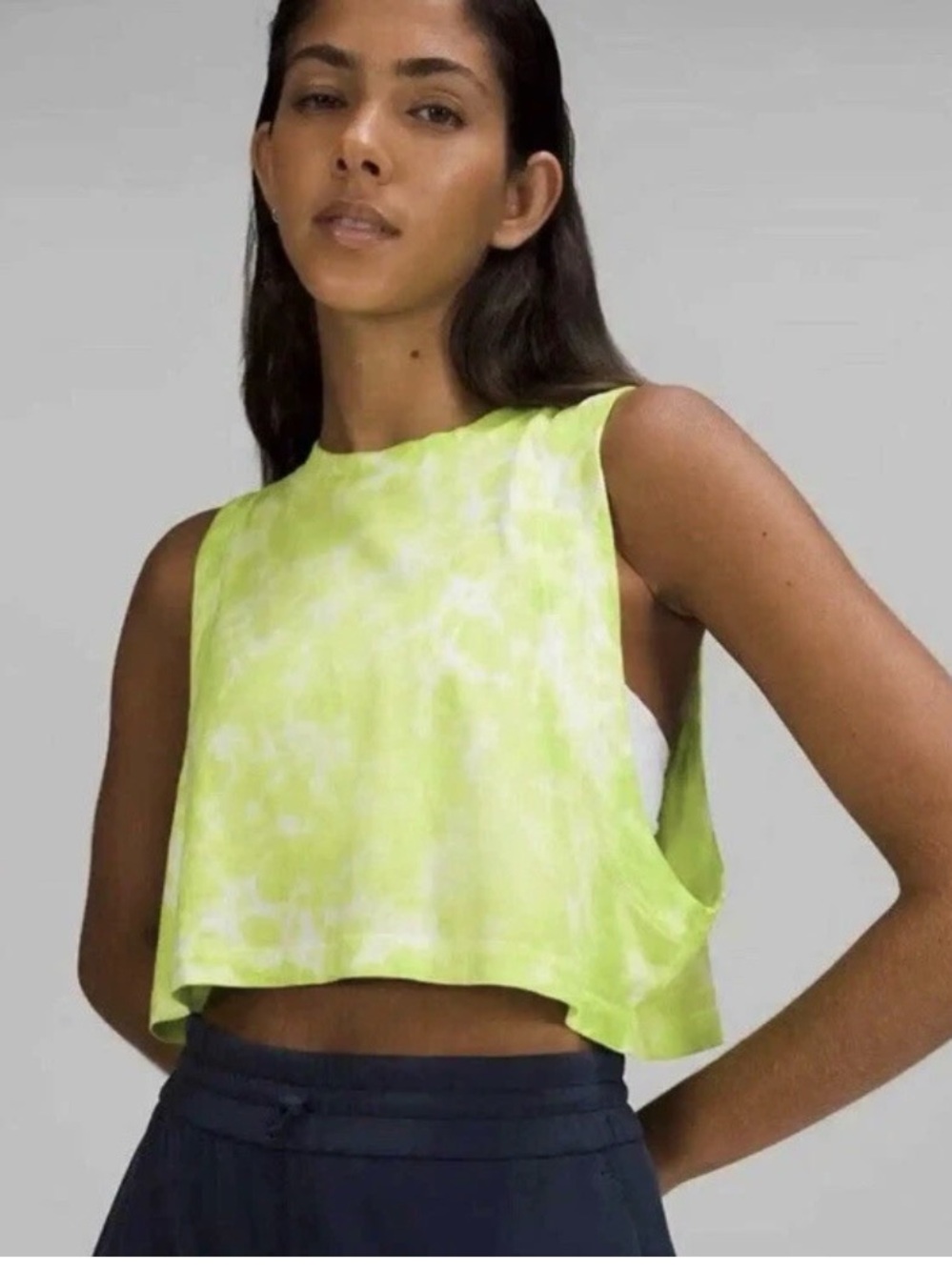 Lululemon All Yours Cropped Cotton Tank Top Tie Dye Green Size 10 NEW WITH TAGS